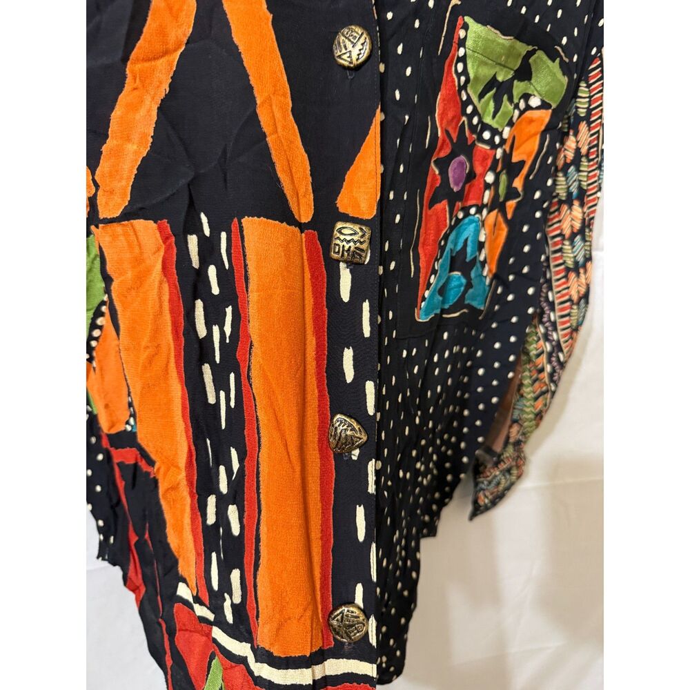 NWT Carol Little Size 6 100% Rayon Abstract Art Print Blouse Made USA